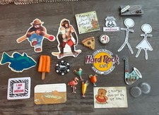 Vtg Mixed Fridge Magnet Lot – 20+ Pieces – Hard Rock Cafe Smokey Bear Cocktails