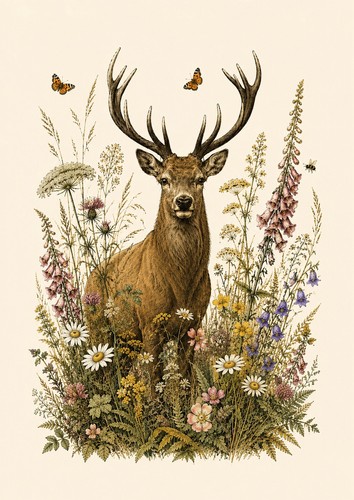 Stag deer painting picture - deer,