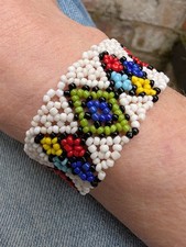 Vtg Beaded Handmade Native African Aztec Style Bracelet Tribal Jewellery (J168)