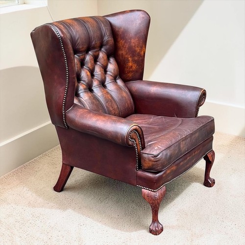 Brown leather chesterfield - brown,