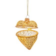 Sass & Belle Gold Heart Opening Crackle Gift Glass Bauble Love Tree Decoration