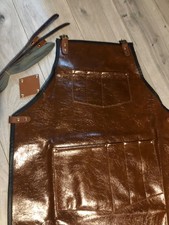 LEATHER  look APRON GRILL/BBQ/BARISTA/CHEF/BARBER APRON Brown Vintage 2-Tone
