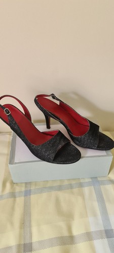 Ladies black sling back shoes - black,