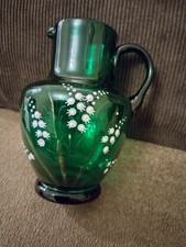 Victorian green glass jug late