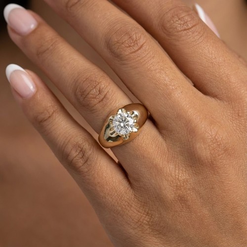 Solitaire mens ring solid - ring, 14k