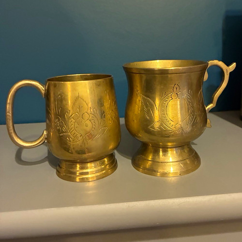 Pair vintage boho brass - pair,