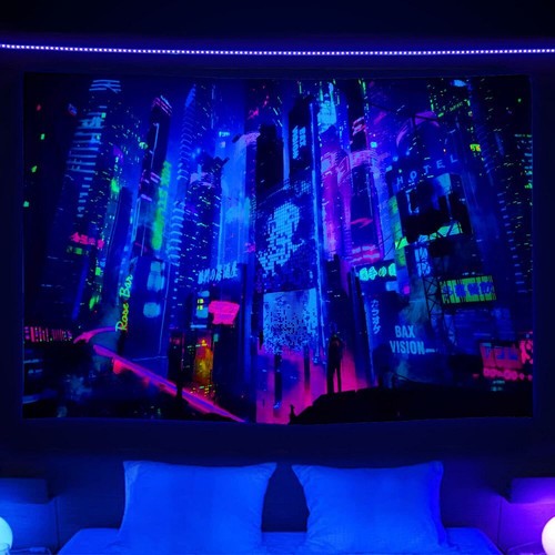 Blacklight city wall - art, large