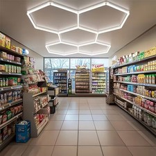 5 Hexagon Hex LED Lighting Car Garage Workshop Retail Honeycomb UK VAT supplier
