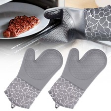 1Pair Silicone Oven Gloves aterproof Heat Resistant Non-Slip Thick Mitts Cooking