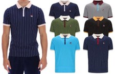 FILA Men's Polo BB1 Classic Vintage Collared Shirt Short Sleeve Top Stripe S-4XL