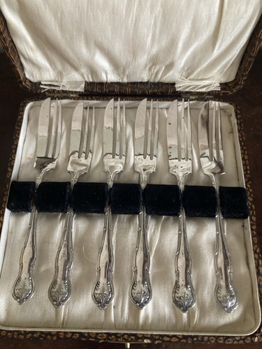 Six cake forks - forks, silver
