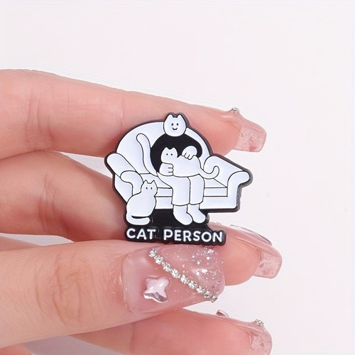 Cat person enamel pin - person,