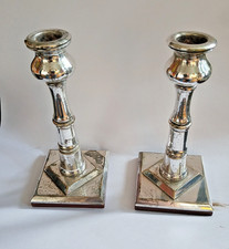 Pair of Art Deco Silver Plated Candlesticks Very Heavy Solid