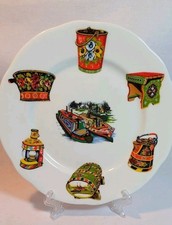 Vintage Plate Depicting Narrow Boat Art. Canal Art Plate