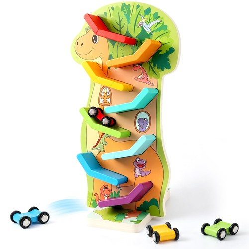 Wooden dinosaur car ramp toy - ramp,