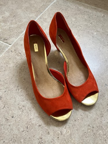 Orange suede gold - suede,