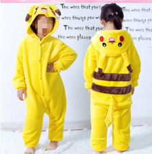 Pikachu Kids Kigurumi Pajamas Soft Fleece Cosplay Outfit Christmas Gift