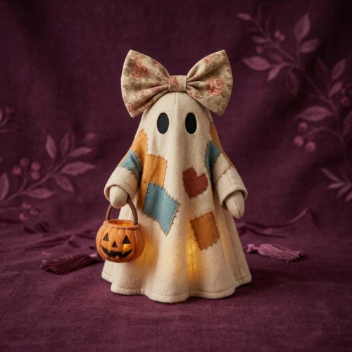 Ghost figurine with - with, pumpkin