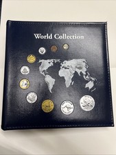 World Coin Collection In Blue Leather Album Great Condition