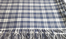 EXTRA LARGE Blue/White Check Tasselled Hand Woven Cotton Sofa Throw 234 x 336 cm