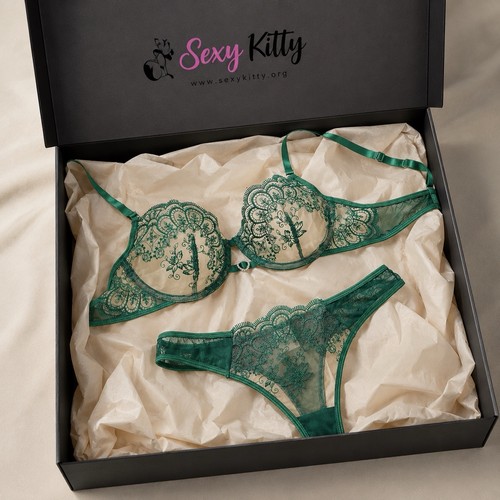 Sexy kitty green sheer - green, lace