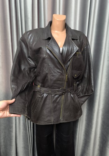 Vintage brown leather biker - vintage,
