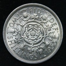 1953 Elizabeth II FLORIN (2 Shillings), Laureate Head Coin - UNC  SUPERB