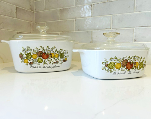 Corningware 2pc square floral - corningware,