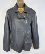 Wallis Biker Jacket Faux Leather Grey Zip Ribbed Detail UK 18