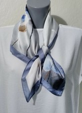 Beautiful Silk Feel Floral Scarf Blue