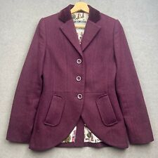 JOULES Tweed Jacket UK 8 Cherry Hacking Blazer HARCOMBE Herringbone Country