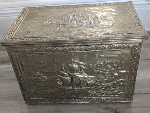 Antique wooden coal scuttle - wooden,