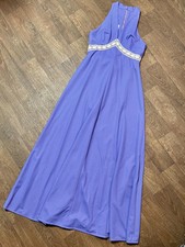 Boho Vintage Dress | 1970s Vintage Lilac Maxi Dress Size 14 Vintage Clothing