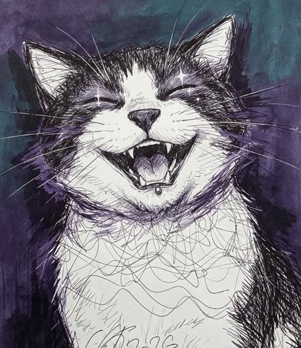 Multicolour cartoon cat - cat, print