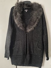 ladies XS fur collar knit