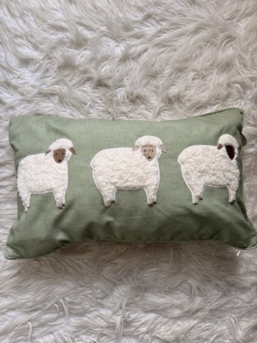 Green sheep tufted cushion - green,