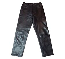 Genuine 100% Leather Women's Tapered Black Biker Trousers W26 L28 UK Size S