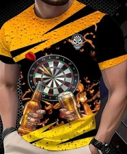 Unisex Beer & Darts Graphic 3D Print T-Shirt Breathable Size XL Chest 47"