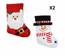 2 x  Santa Sack Red White Felt Fabric Christmas Stocking Bag Present Wrap