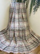 Grey Pink Cosy Checked Wool Feel Blackout Pair Curtains Each 66”Wx72”D Ring Top