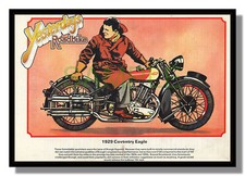 Coventry Eagle 1929 V-twin framed picture Brooklands free p&p UK