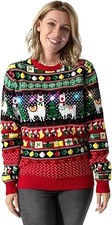 Unisex Women's LED Christmas Jumper Light Up Novelty Rudolph Santa Reindeer Long