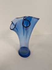 Blue Fluted Spanish Glass Small Bud Vase