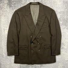 Aquascutum Blazer Mens Reg 44 Green Wool Double Breasted Made In England VTG 90s