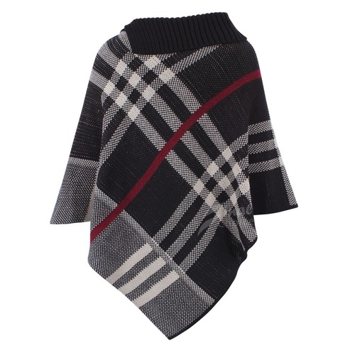 Ladies high neck poncho - poncho, tartan