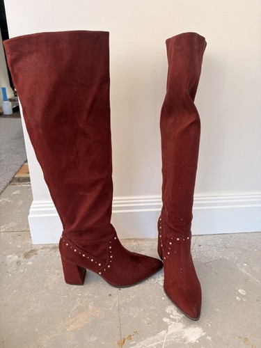 Next burgundy suede - suede, knee