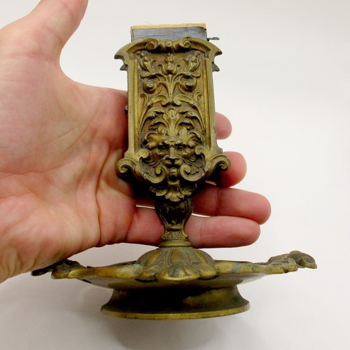 Antique brass match holder - brass,