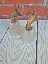 PAIR SMALL BRASS  EDWARDIAN RAILWAY TRAIN PULLMAN ? CARRIAGE LAMPS WALL LIGHTS