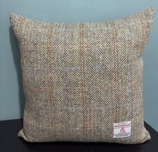 Harris Tweed Filled Cushion 15x15 100% Wool with Orb Label New Lovely