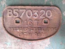British Railways Mineral Wagon Number Plate,  PRESSED STEEL